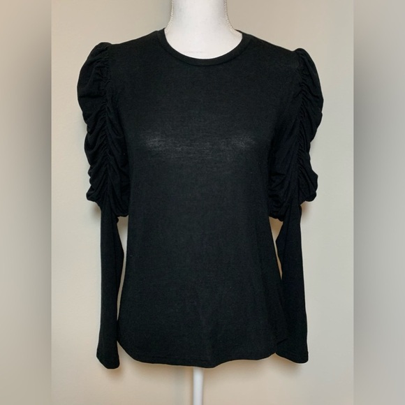 English Factory Black Ruched Long Sleeve Top Women Small - Picture 1 of 6